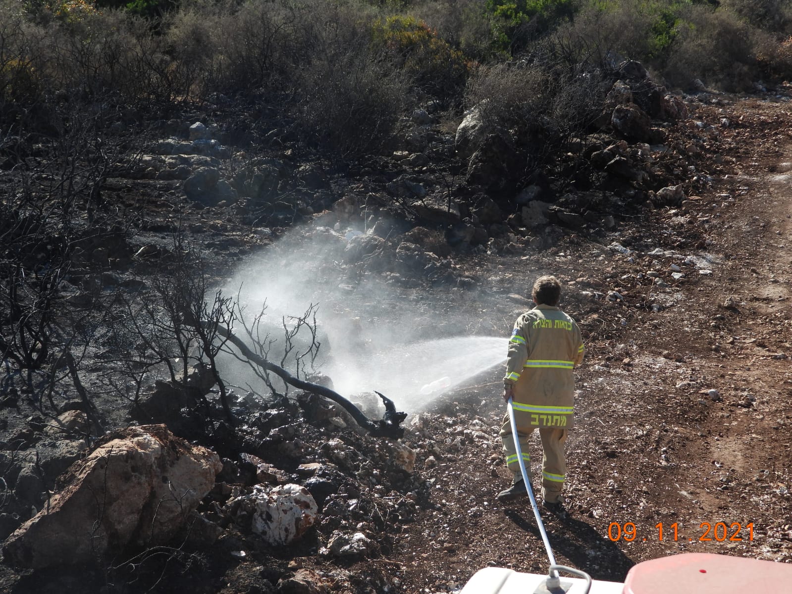 حتلنة: الحريق في منطقة مفتوحة بين جت ويركا